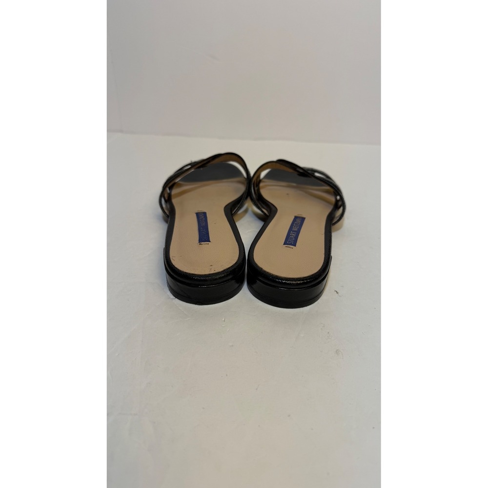 Stuart Weitzman Black Textured Leather Strappy Slide Sandals Made in Spain sz 6 - Picture 4 of 8